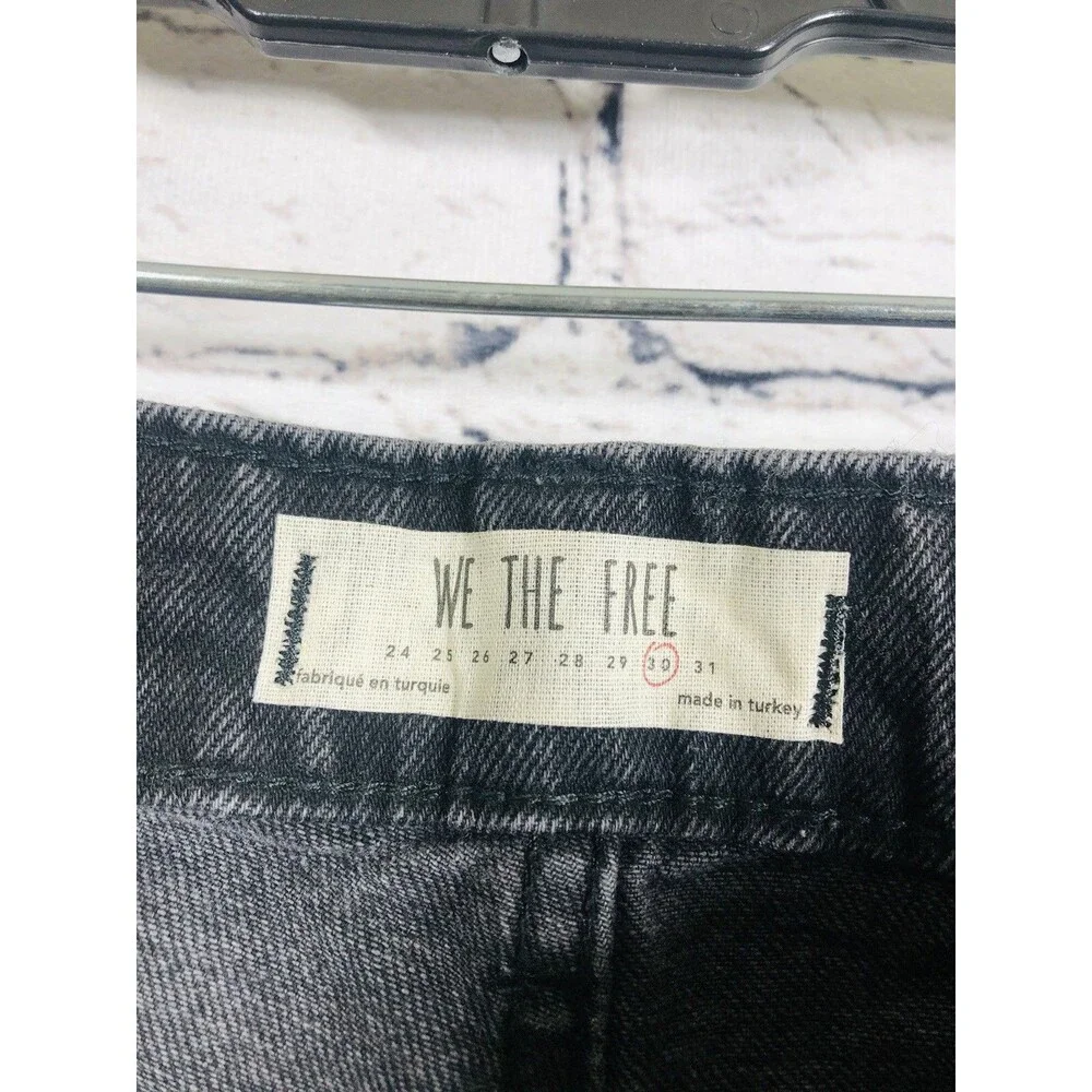 We The Free Women High Rise Straight Leg Jeans Faded Black Denim Size 32